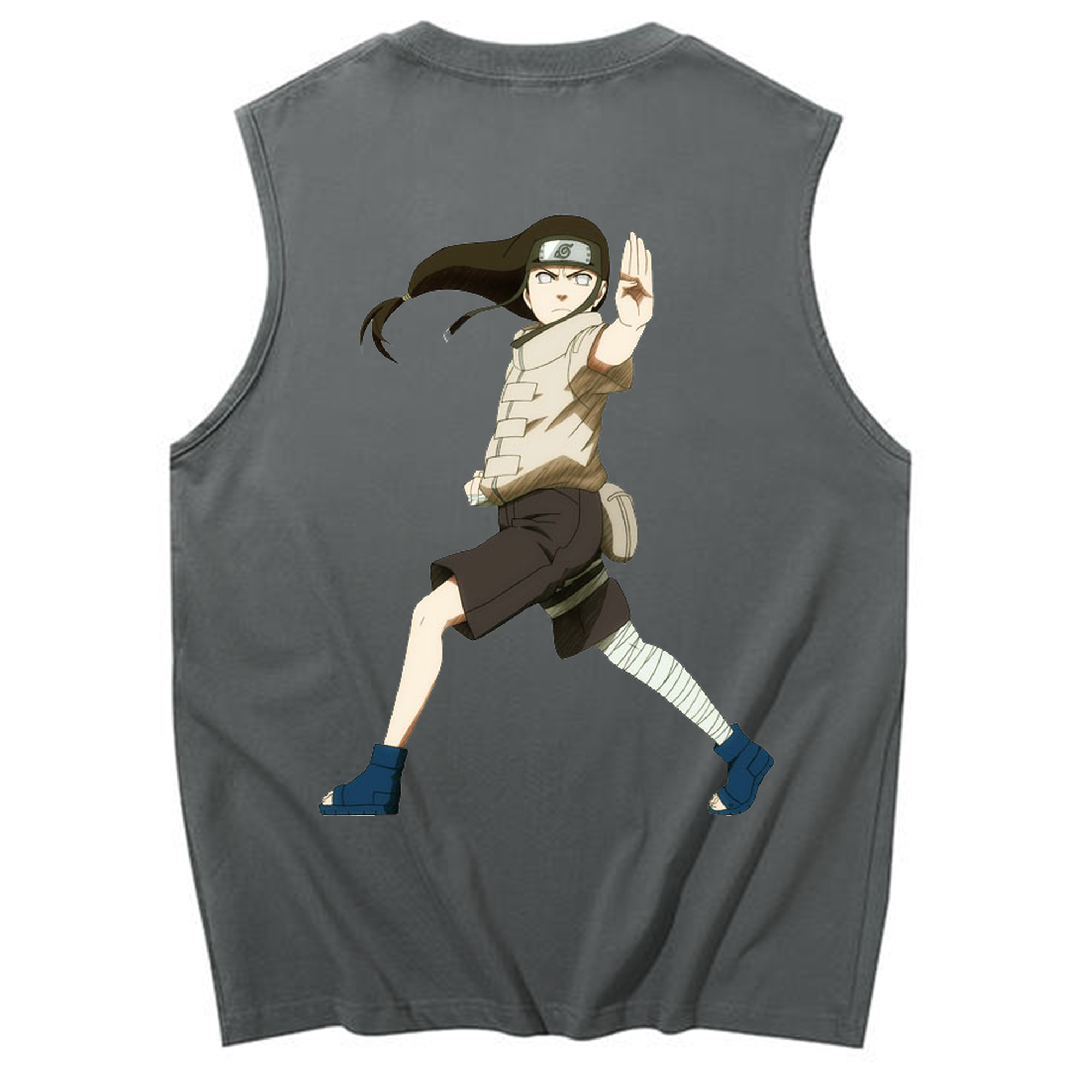 （画像用） NARUTO -ナルト- 日向ネジ Hyūga Neji コットン100％タンクトップ（背面プリント）